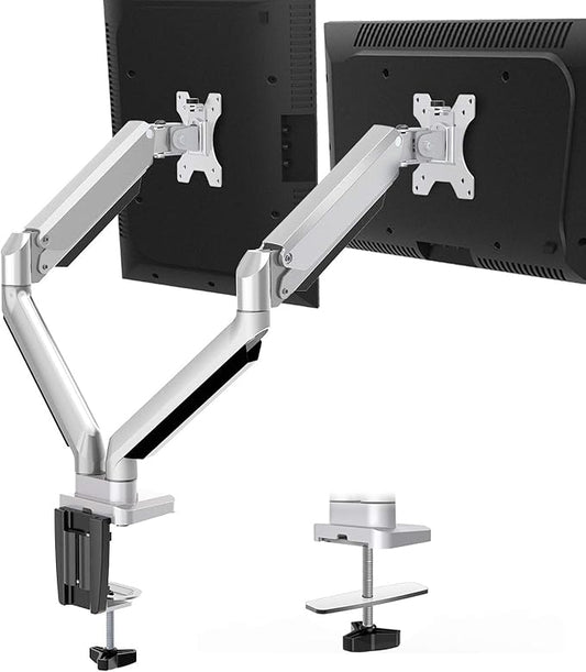 MOUNTUP Dual Monitor Desk Mount, Die-Cast Aluminum Fully Adjustable Double Monitor Arm with Gas Spring, Computer Monitor Stand Fits 2 Screen 17 to 32 inch - Each Arm Holds 3.3-17.6LBS, MU0024-DeskLoop Office