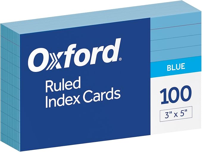 Oxford Ruled Color Index Cards, 100 Per Pack by Oxford
