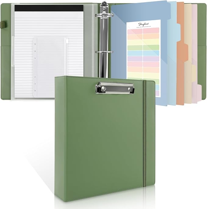 SKYDUE 3 Ring Binder with Clipboard, 2 Inch Binder, PU Clipboard Binder with by SKYDUE