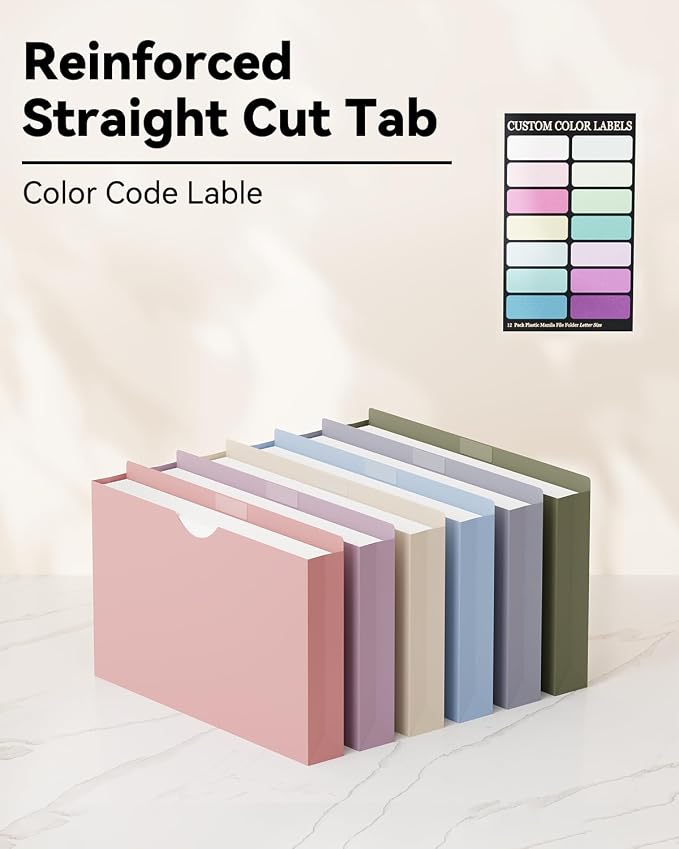 ANSOOK Plastic Manila File Jackets & File Pockets, Extra Capacity 2" Legal Size - Image 5