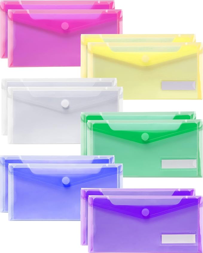 Sooez Small Plastic Envelopes, 12 Pack Plastic Pouch by Sooez
