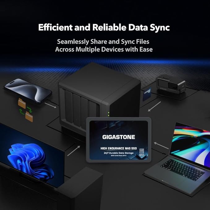 Gigastone 2TB NAS SSD Drive (2-Pack) 24/7 Durable TLC High Endurance RAID Data Storage Network Attached Storage 2.5" SATA Internal Solid State Hard Drives-DeskLoop Office
