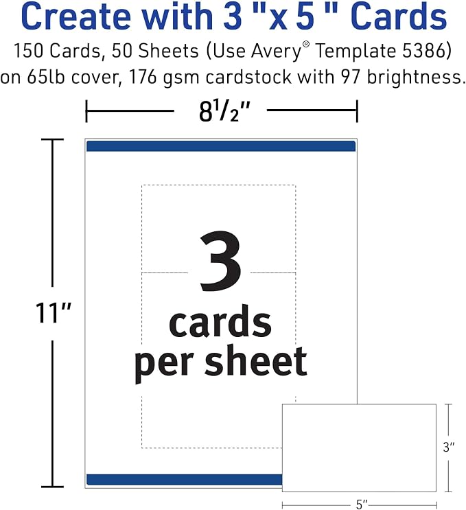 Avery Printable Index Cards, Sure Feed Technology, Matte White, Laser & Inkjet - Image 7