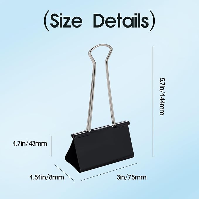 Jumbo Binder Clips 3 Inch, Binder Clips Extra Large Heavy Duty - Image 2