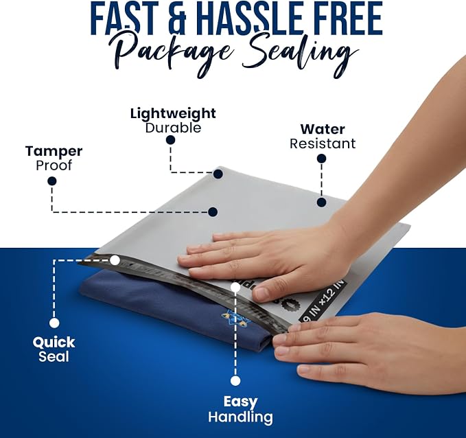 Shippozz 9x12 Poly Mailers 100 Pack, Durable Waterproof Polymailers - Image 3