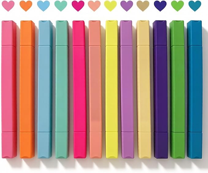 konket 12Pcs Dual Tip Highlighters, Pastel highlighters Quick Dry, Aesthetic by KONKET