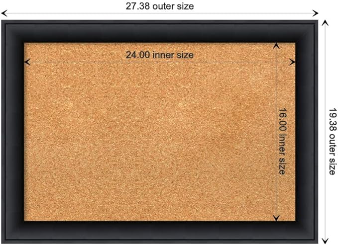 Amanti Art Natural Cork Board for Wall, 19x27 Vision Board with Black Wood Frame, Medium Corkboard Office Decor for Home Organization, Modern Contemporary Corkboard Pinboard to display items for home-DeskLoop Office