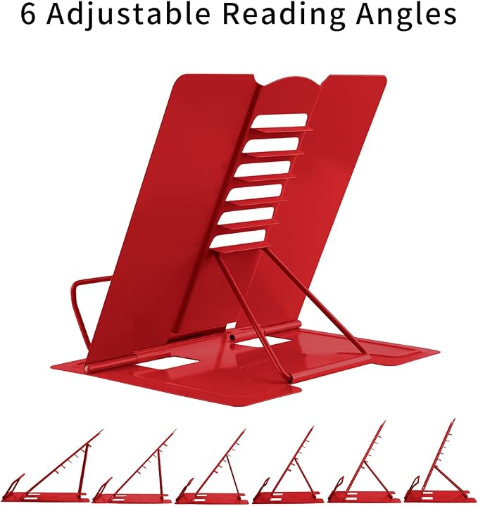 MSDADA Desk Book Stand Metal Reading Rest Book Holder Adjustable Cookbook - Image 3