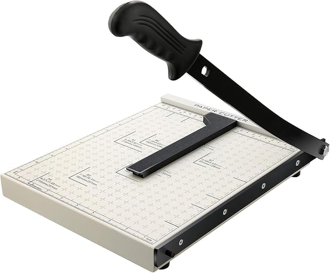 Paper Cutter for Cardstock Heavy Duty 12 inch, 12" Cut Length Guillotine Paper Trimmer for Cardstock Metal Base, 12 Sheets Capacity, for Home Office Classroom School-DeskLoop Office
