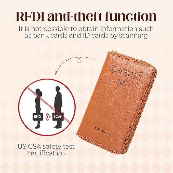 RFID Passport Holder for Wallet, RFID Blocking Document Organizer Clutch Bag - Image 6