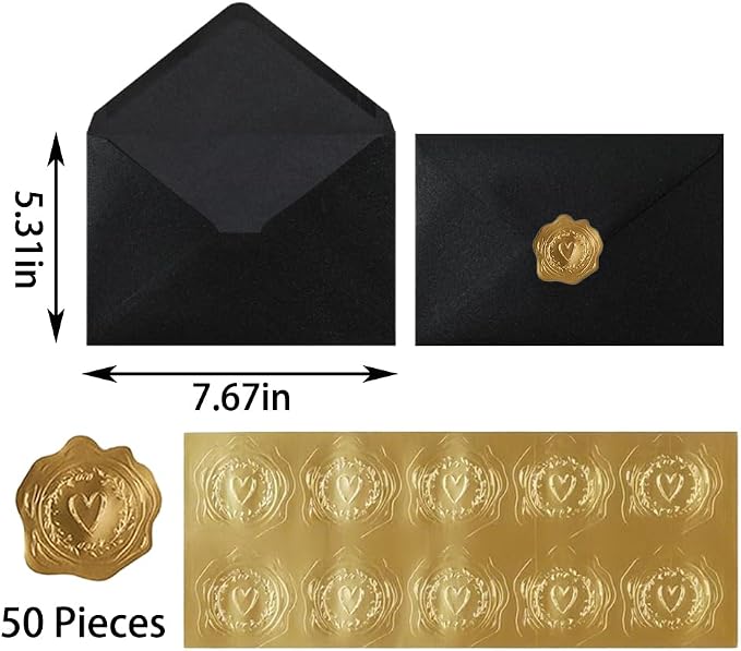A7 Black 5x7 Envelopes 50Pcs, 120g Pearl Paper - Image 2