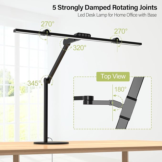 Micomlan Architect Desk Lamp with Atmosphere Lighting, Adjustable Led Desk Light for Home Office with Base, 24W Bright Auto Dimming Table Light with Rotatable Swing Arm for Workbench Computer-DeskLoop Office
