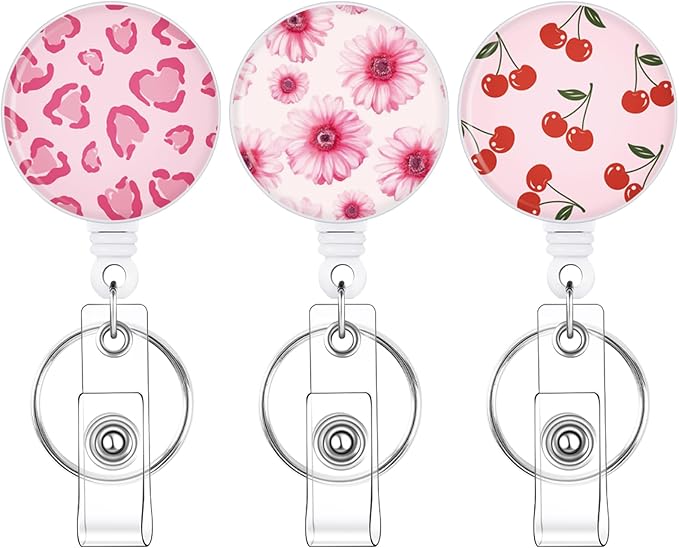 BESARME 3 Pack Badge Reels Retractable Badge Clip by BESARME