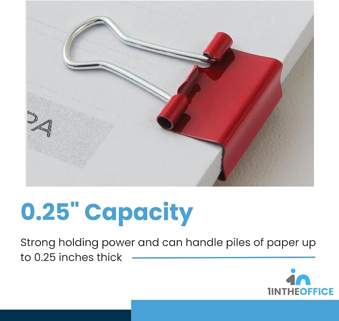 1InTheOffice Mini Binder Clips, Paper Clamp, Metal Binder Clips, Document - Image 4