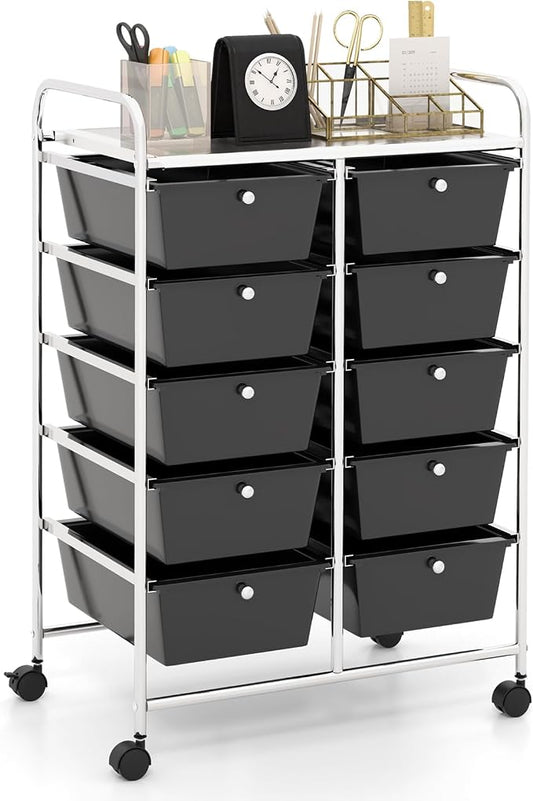 HAPPYGRILL 10-Drawer Rolling Storage Cart, Storage Organizer Cart by HAPPYGRILL