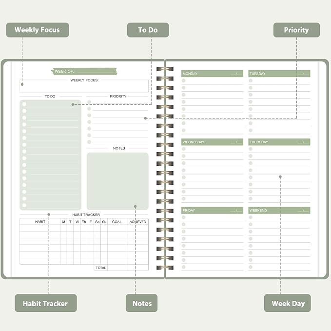 Undated Weekly Planner, Weekly To Do List Notebook, A5 Daily Planner | Office - Image 2