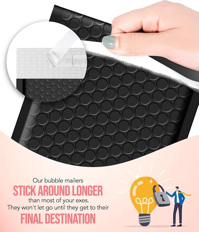 GSSUSA Black Bubble Mailers 8.5X12 Inches 500 Pack, Padded Poly Bubble Mailer - Image 6