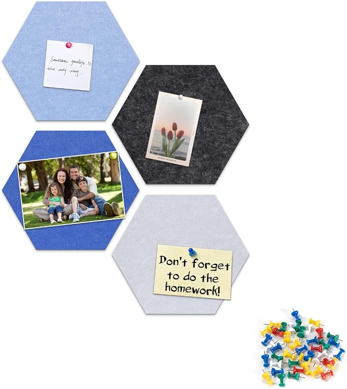 4 Pack Hexagon Felt Bulletin Board Tiles - Image 4