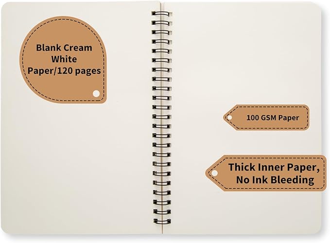 24 Pack A5 Spiral Notebook,Soft Cover,Blank Sketch,Wire-Bound Journal Notebook,120 Pages, Unlined Paper Diary Notebook for Office, Business, School Supplies-DeskLoop Office