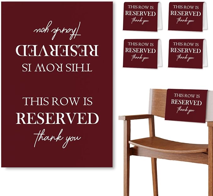 ChissNook Reserved Seating Chair Signs, This Row Is Reserved Pew Cloths Seating by Unknown