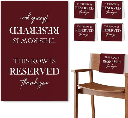 ChissNook Reserved Seating Chair Signs, This Row Is Reserved Pew Cloths Seating by Unknown