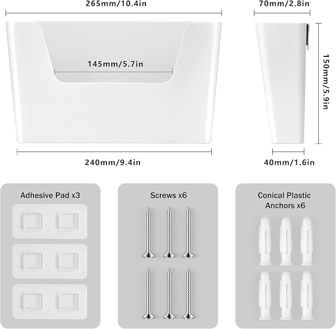 JOMOLA No Drilling File Holder 3 Pack Mail Organizer Wall Mount File Organizer - Image 5