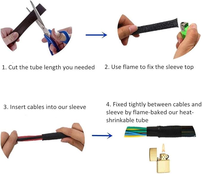 1/8 Inch Clean Cut Braided Cable Sleeve-Black-25 Feet - Image 3