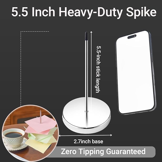 4-Pack Stainless Steel Receipt Spike & Ticket Holder – 5.5 Inch Rustproof Bill - Image 3