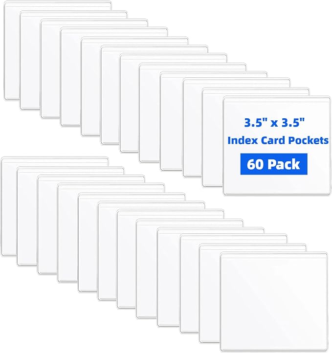 60 Pack Label Pockets, Square Label Sleeves by Hibmisy