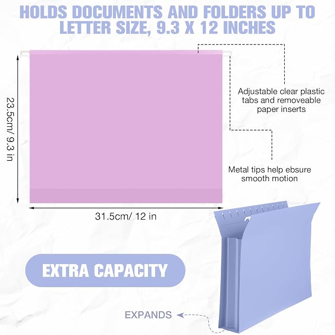 Sepamoon 40 Pcs Hanging File Folders Extra Capacity File Folders Letter Size - Image 3