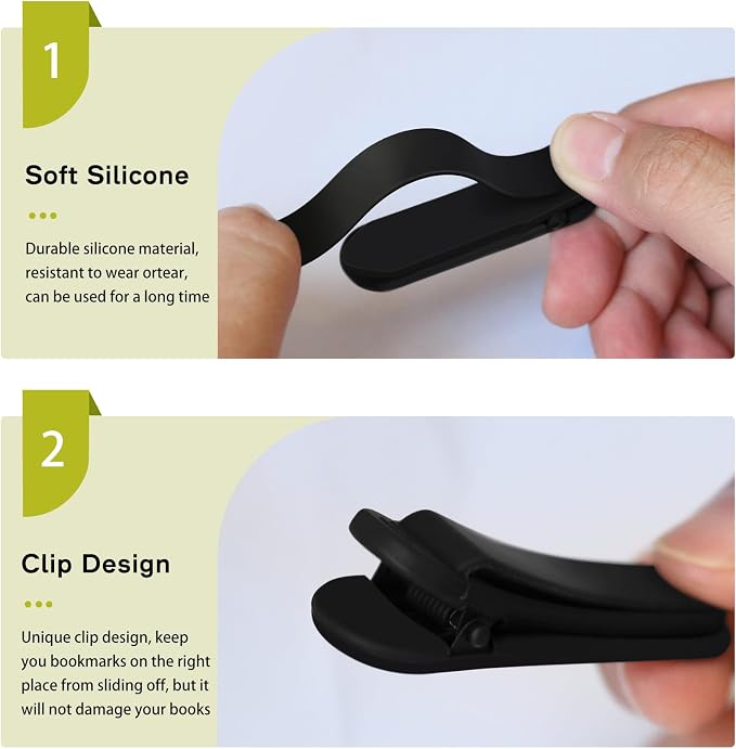 SMUK 6pcs Smart Silicone Bookmark, Book Marks Clip - Image 3