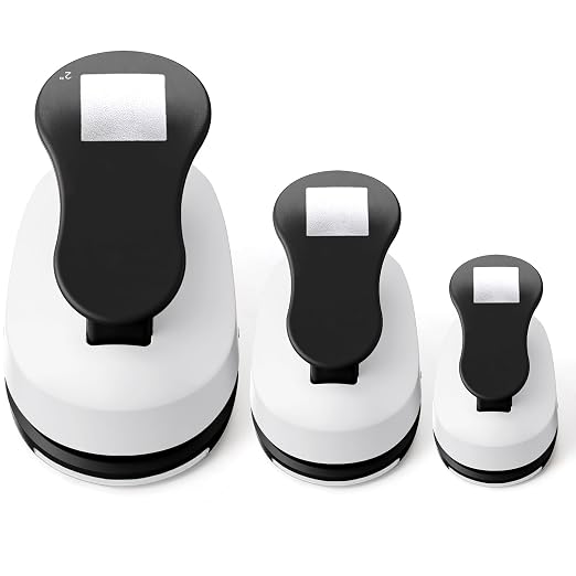 CHENGU 3 Pack Square Craft Hole Punch Corner to Corner 2, 1 and 5/8 Inch Punch by CHENGU