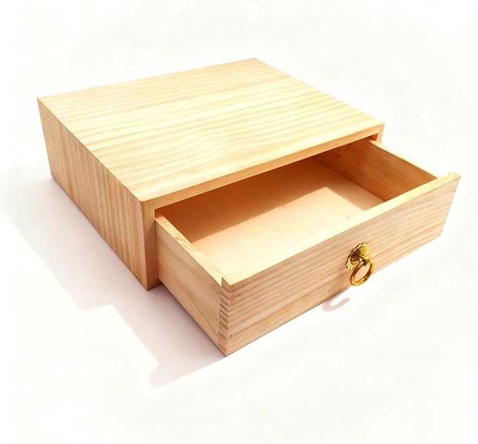 Natural Wooden Storage Box Desk Drawer Single Wood Cabinet Organizer Drawer - Image 6