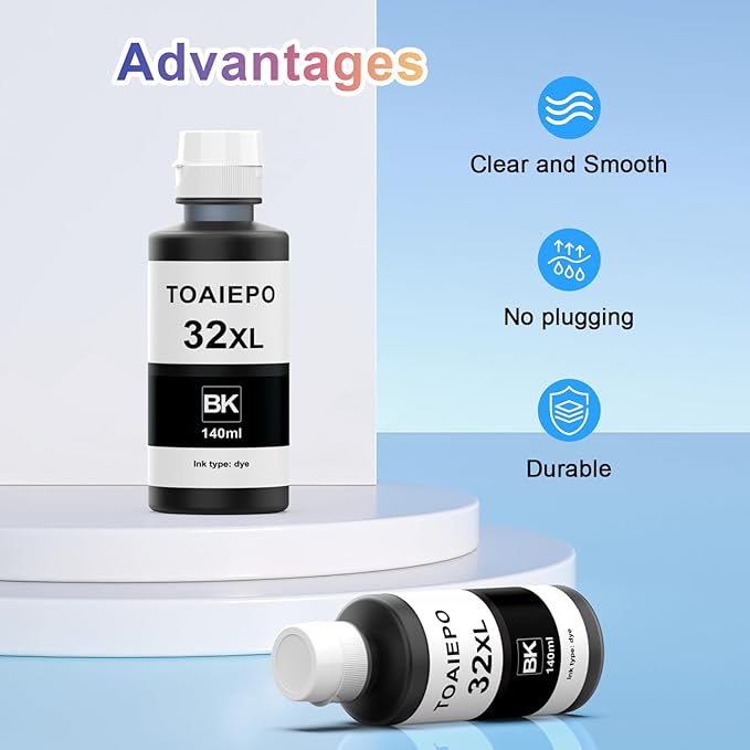 32XL Refill Ink Bottles Replacement for Smart Tank 5101 5102 6001 7001 7002 7301 7602 Plus 651 551 Ink Tank Printer-DeskLoop Office