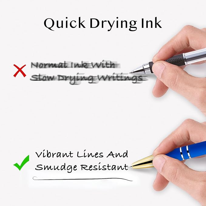 LINFANC 12 Pack Blue Gold Ballpoint Pen - Image 5