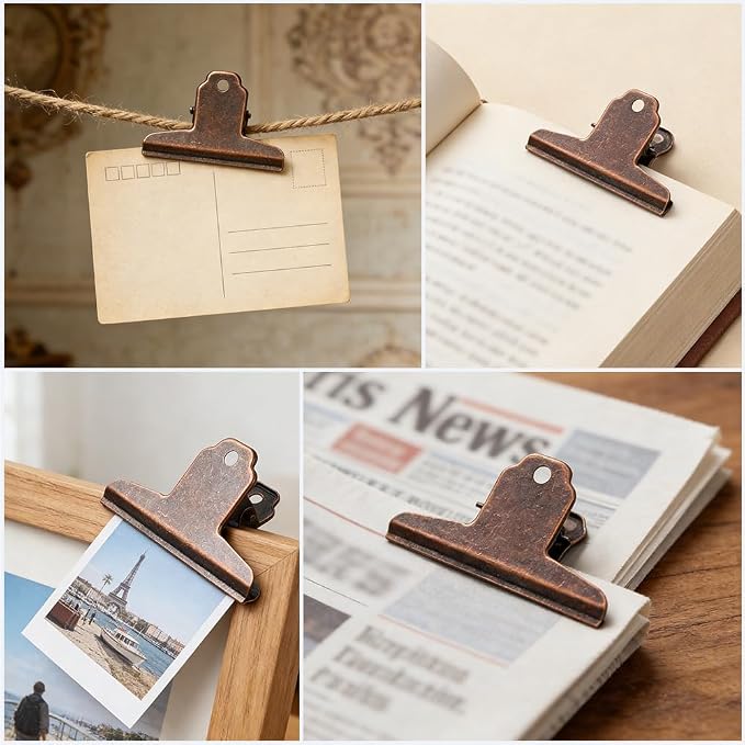 CRASPIRE 2Pcs Metal Bulldog Clips Vintage Large 4 in Bull Journal Notebook - Image 7