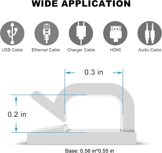 Adhesive Cable Clips White, Upgraded Wire Clips - Image 3