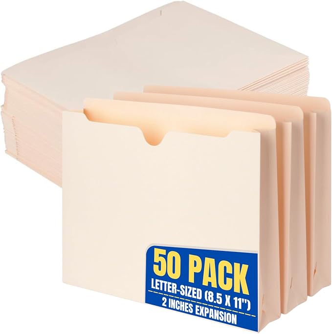1InTheOffice Manila Expanding File Folders Jacket, 50 Pack by 1InTheOffice