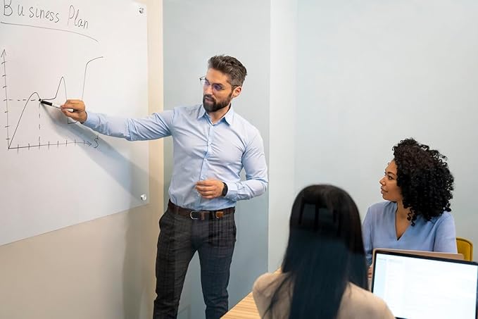 Glass Whiteboard Magnetic Dry Erase White Board 4'x 3' Framless White Surface-DeskLoop Office