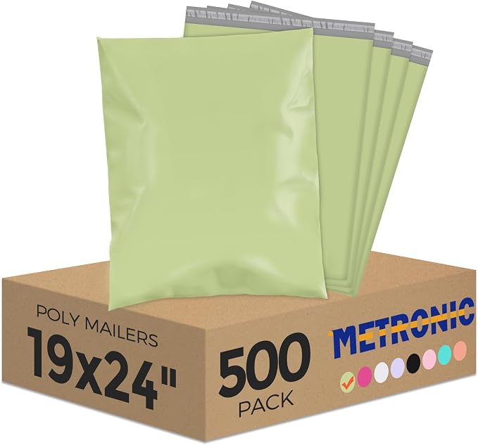 Metronic Large Poly Mailers 19x24 500 Pcs, Waterproof Shipping Bags by METRONIC