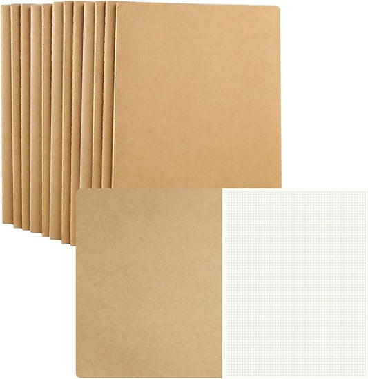 12 Pack 8.5x11 inch Large Graph Paper Notebook Journals Bulk, Square Grid Paper Notebook for Travelers, College Students, Office - Subject Notebooks 60 Square Grid Pages/30 Sheets