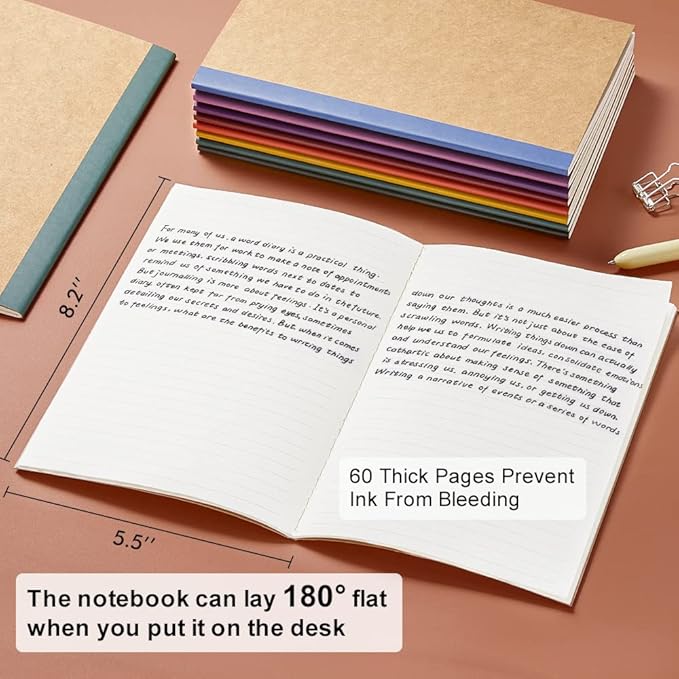 feela 16 Pack Composition Notebooks Bulk, Kraft Cover Lined Blank College Ruled - Image 2
