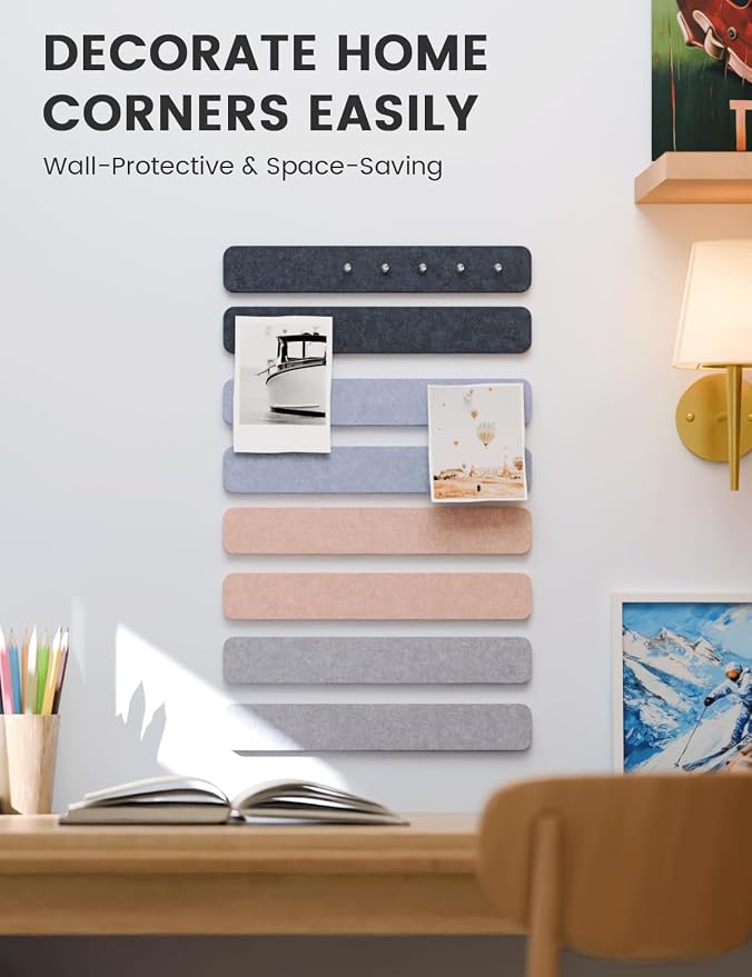 Fluxynara Cork Board Alternative Felt Strip Board 8-Pack 13"x2", Office Pin - Image 4