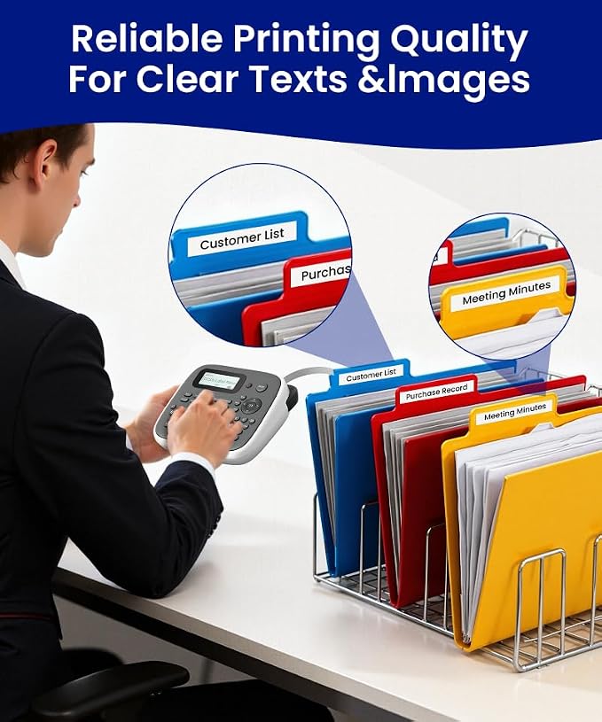Label Maker Machine with 4 Tapes, 12mm Laminated Waterproof-Labels, D210s - Image 7