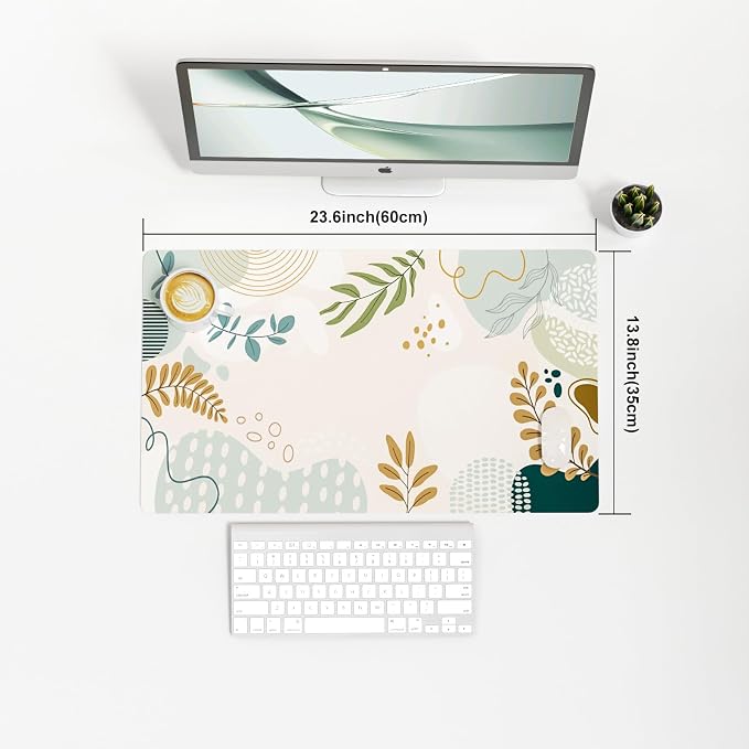 Colorful Star Minimalist Large Mouse Pad, Abstract Botanical Waterproof Desk Mat - Image 3