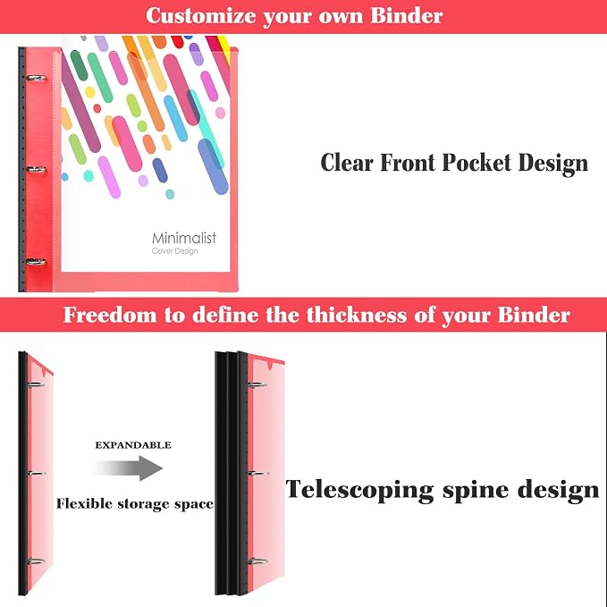 INFUN 1 Inch Telescoping Project Organizer Binder-2PCS, 13 Pocket, Customizable - Image 4