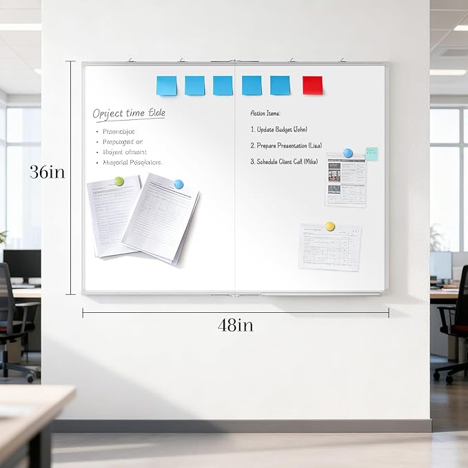 48" x 36" White Board Dry Erase, Double-Sided Foldable Magnetic Whiteboard - Image 6