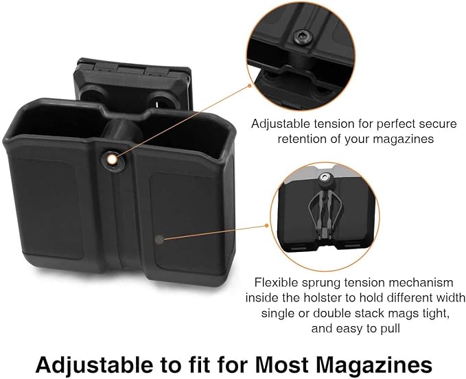 OWB Polymer Double Magazine Holster Ambidextrous Carrier, Fits 9mm/.40 Calibers - Image 3