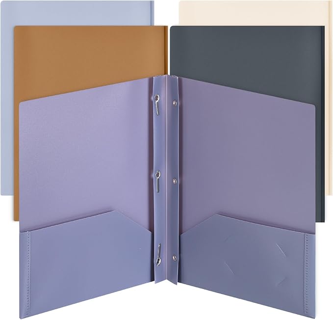 Mr. Pen- Plastic Folders with Pockets and Prongs, 5 Pack, Letter Size | Colorful by MrPen