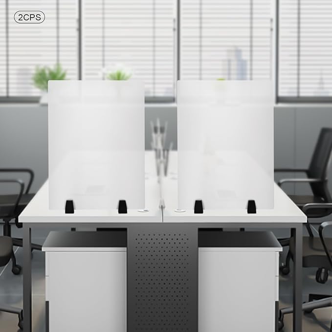 2 Pack Clamp-on Desk Privacy Panels, Frosted Acrylic Desk Dividers - Image 7